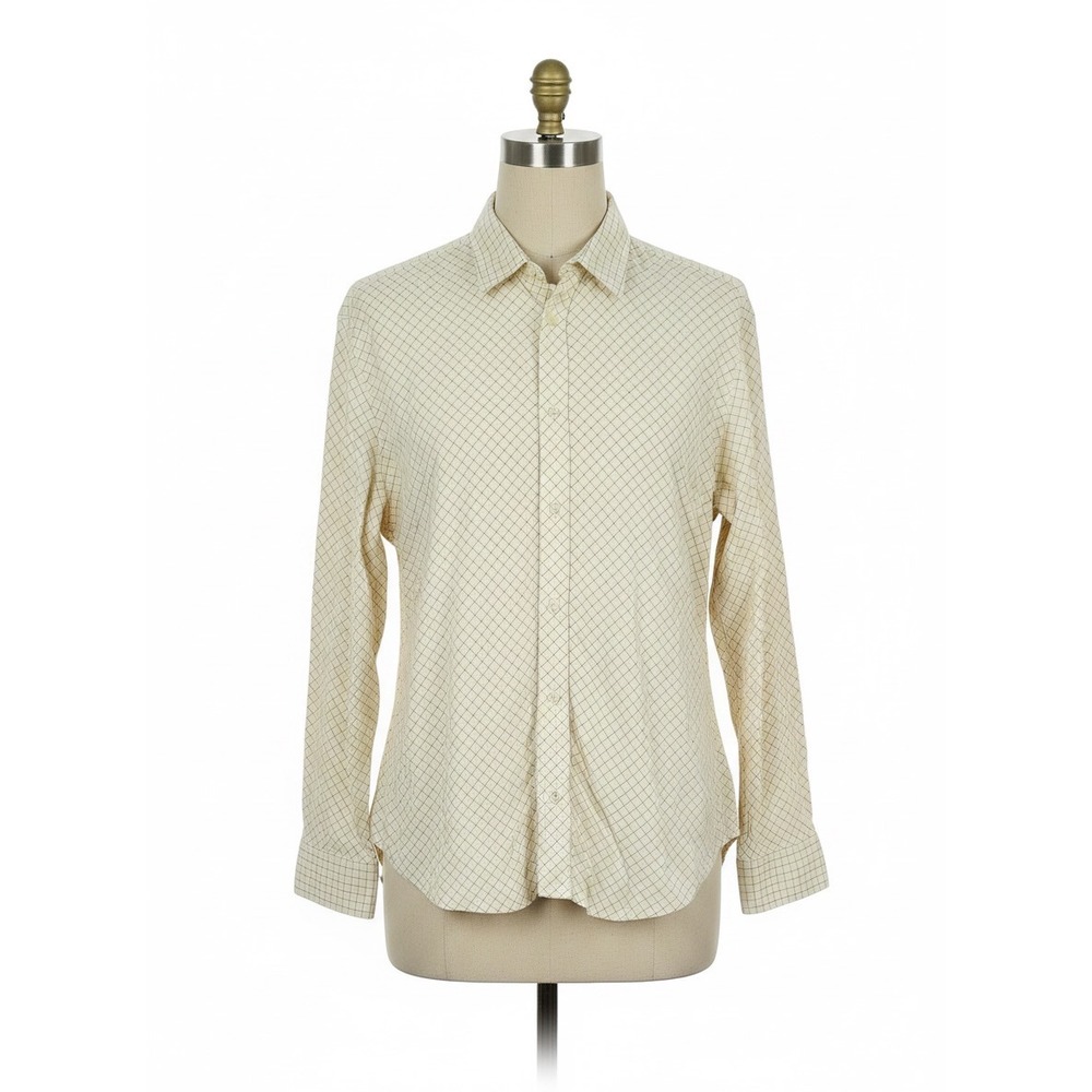 Banana‎ Republic Slim Fit Button Down Shirt Mens XXL Yellow Plaid Long Sleeve
